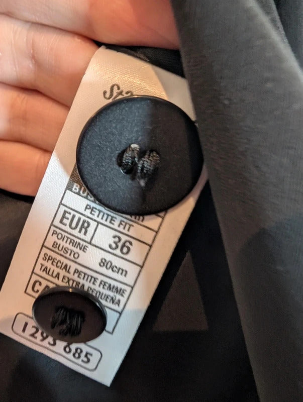 Vintage St Michael M&S Black Tailored Blazer UK8 Petite Made in UK