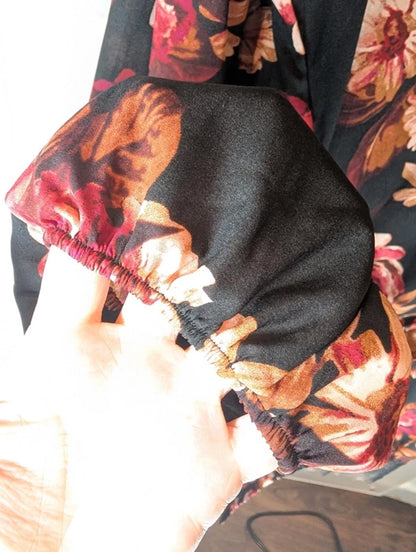 Midnight Bakery Rose Print Lace Trim Kimono Robe M/L Romantic