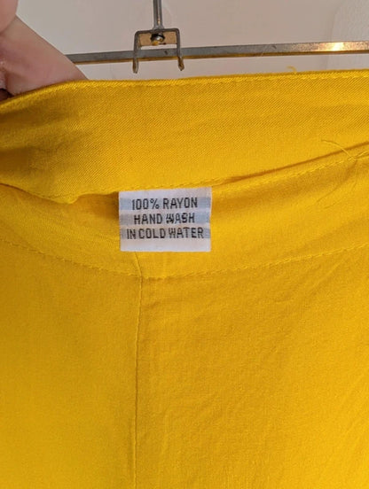 Yellow Wrap Tie Trousers Split Side Festival Boho Sequin Embroidered Free Size