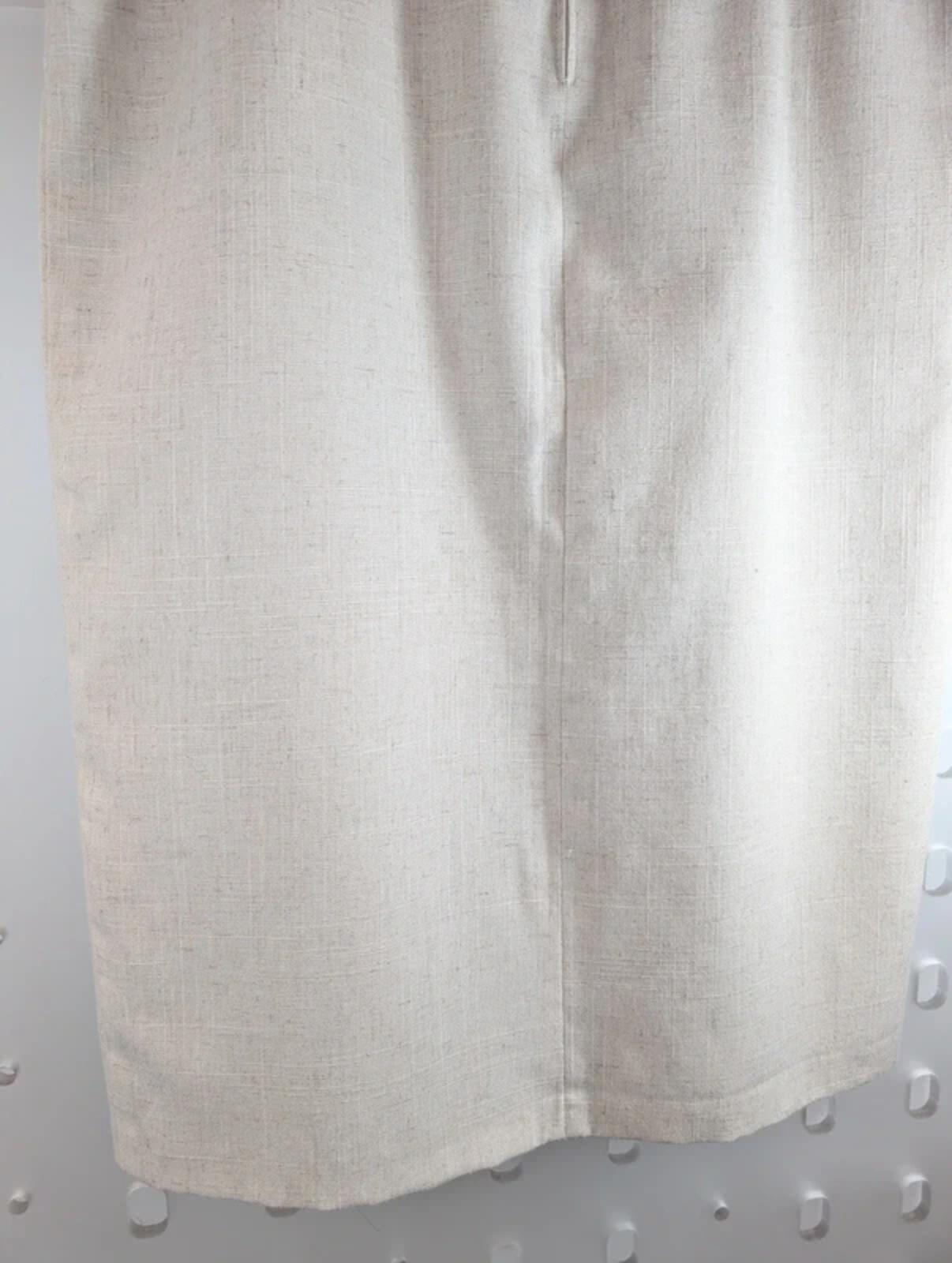 Vintage Berkertex Linen Blend Midi Pencil Skirt Cream Beige UK14