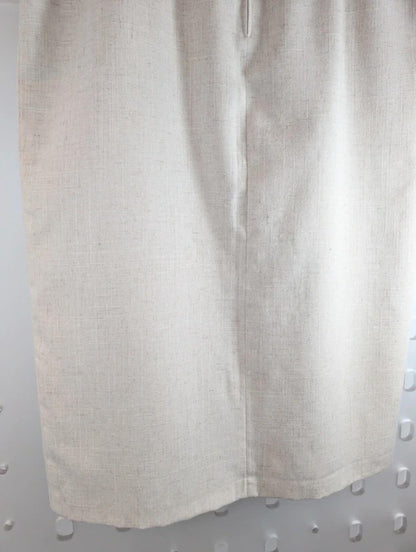 Vintage Berkertex Linen Blend Midi Pencil Skirt Cream Beige UK14