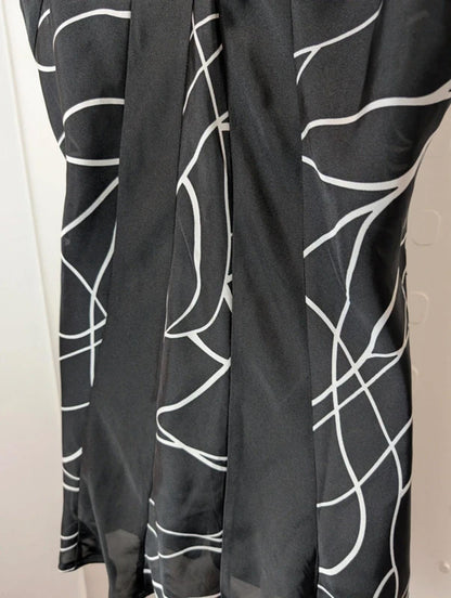 Epilogue Black Tunic Top UK12 Longline Flared Contrast Panel Lightweight