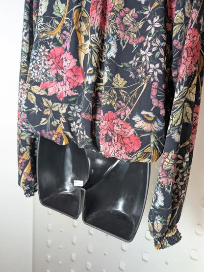 Cotswold Collection Dark Floral Blouse Shirred Hem UK 14