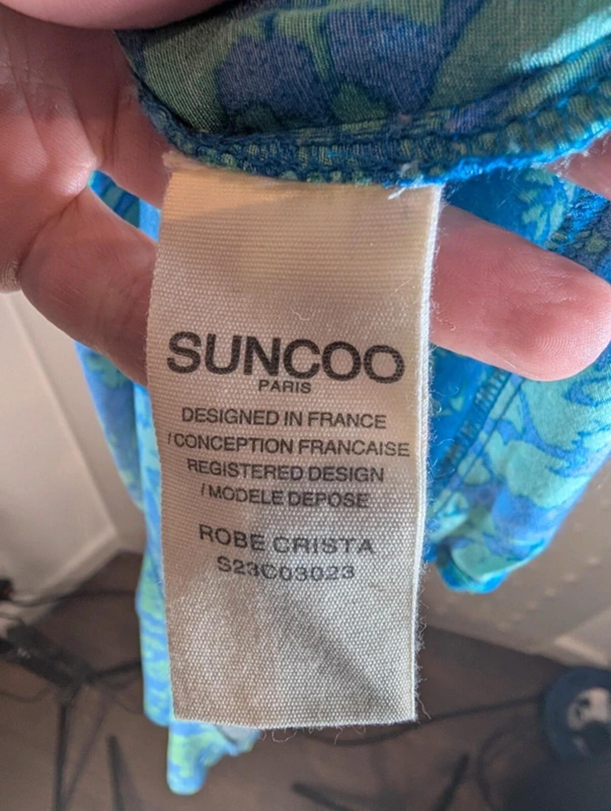 Suncoo Crista Floral Midi Dress T1 Puff Sleeve Sweetheart Neck