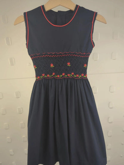 Girls age 4 Navy cotton occasion dress