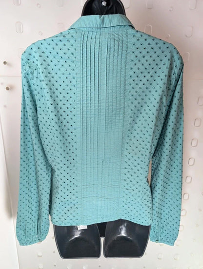 Laura Ashley Cotton Shirt Turquoise Embroidered UK 14
