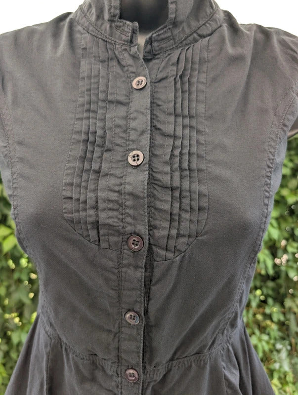 Amour 100% Cotton Bubble Hem Shirt Dress Black UK14