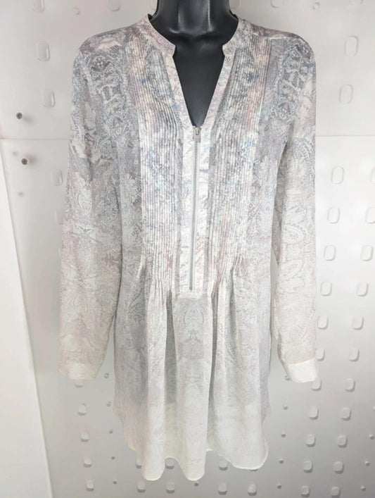 Mint Velvet Longline Pleated Zip Front Blouse UK12