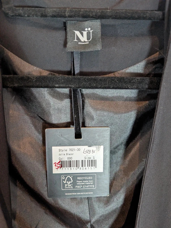 NU Denmark Julia Black Gothic Ruched Blazer Small NWT