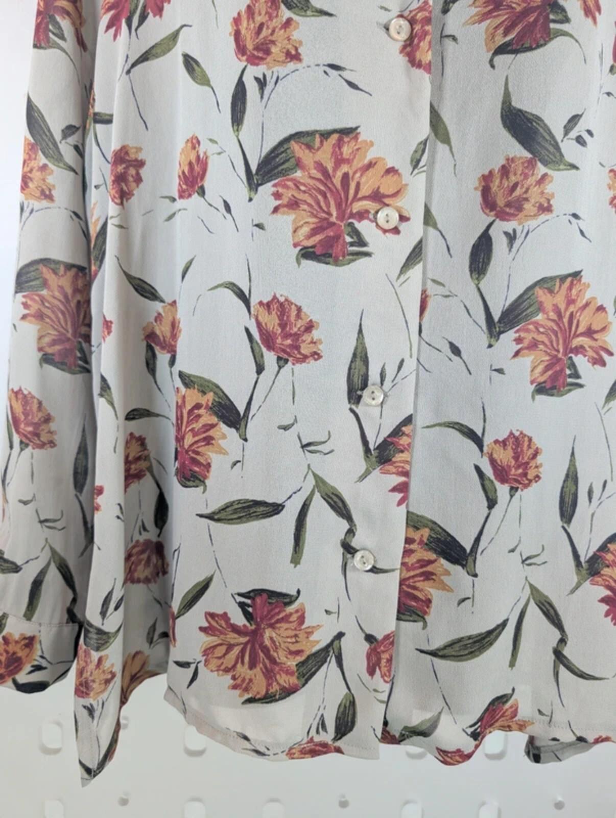 Nightingales 1980s Vintage Tulip Print Viscose Georgette Shirt UK14