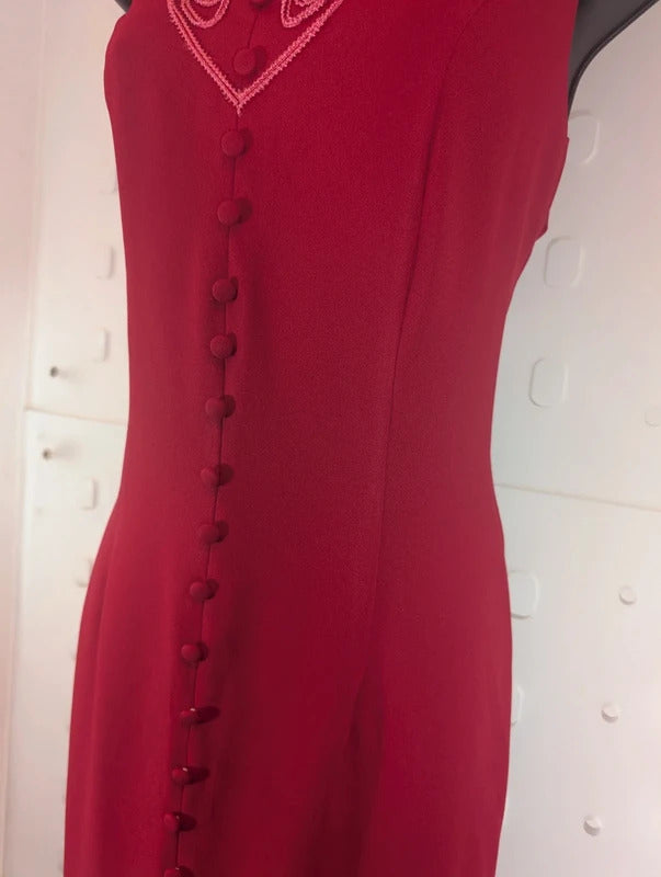 Vintage 90s Milano Red Pencil Dress UK12