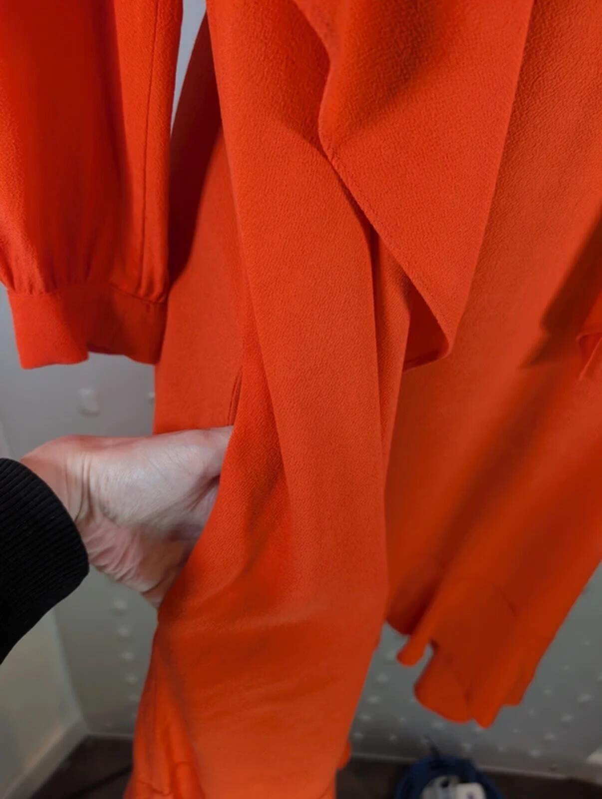& Other Stories Frill Neck Midi Dress Orange NWT UK8