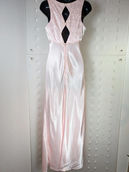 Vintage 90s Bias Cut Rayon Zum Zum Maxi Dress Empire Embroidered Bodice UK 6/8