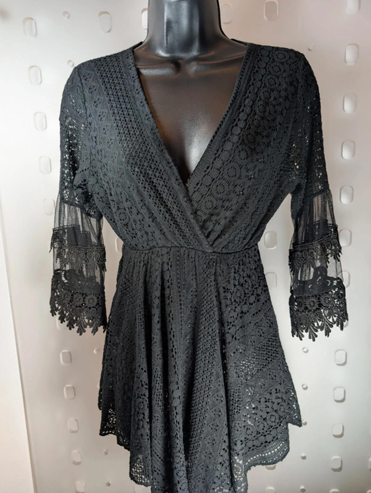 Black crochet mini dress – size Small
