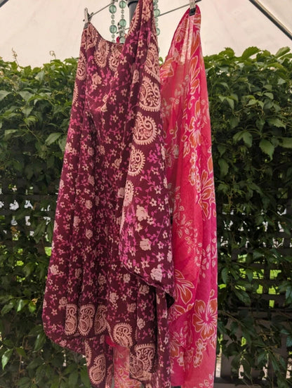 Bundle of 2 Cotton Sarongs Wrap Skirts Pink Festival Beach