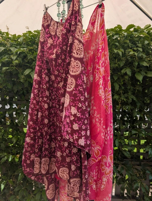 Bundle of 2 Cotton Sarongs Wrap Skirts Pink Festival Beach