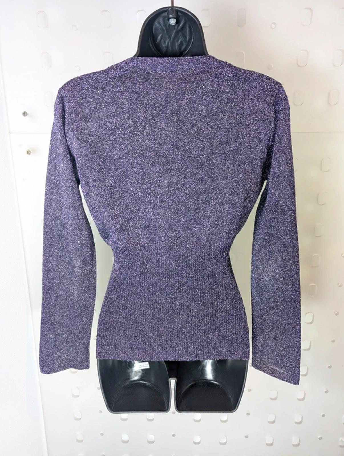 Vintage Miss Selfridge Lurex Knit Top – Ribbed Waist – UK 8 – 90s Glam