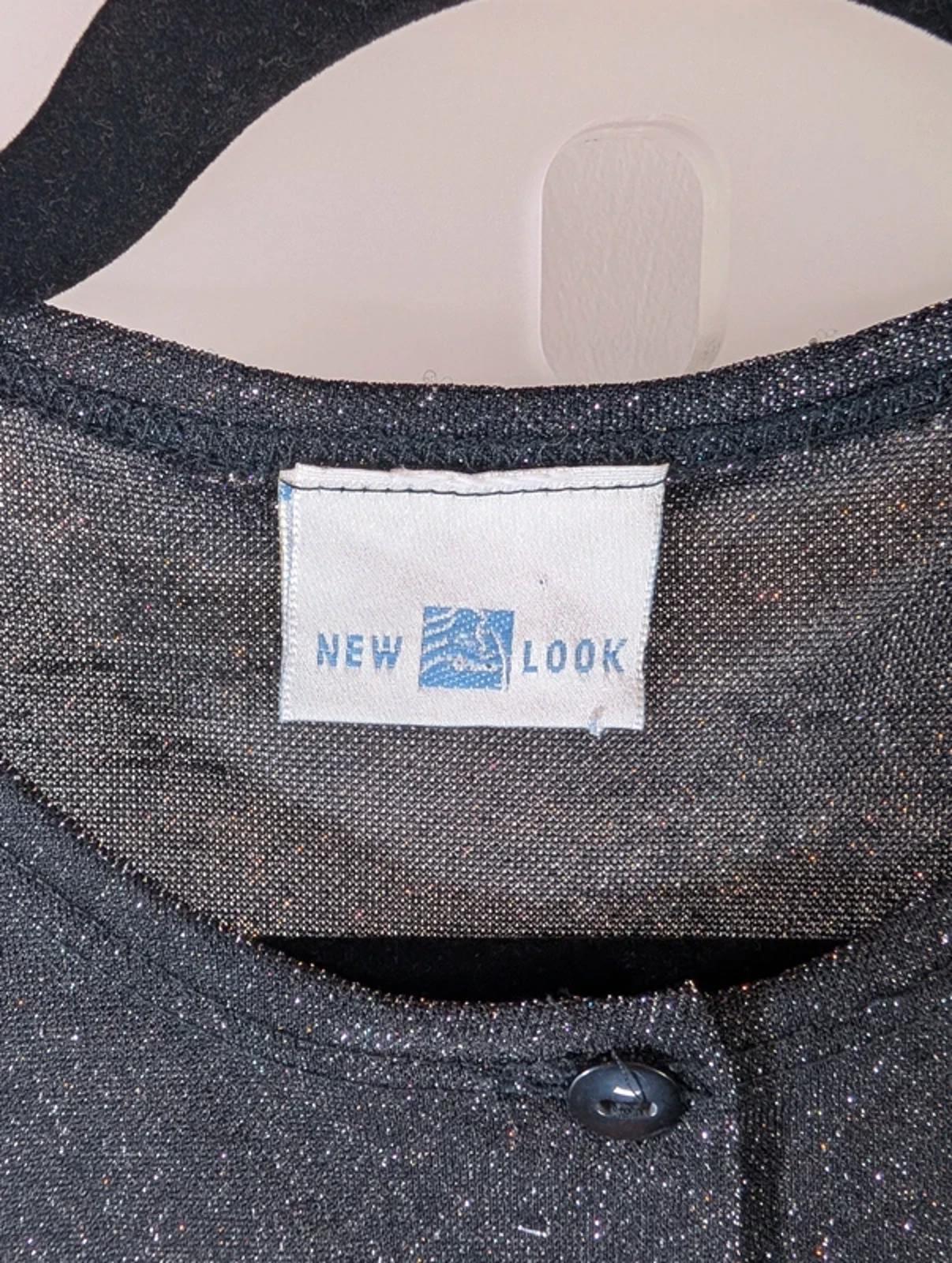90s Vintage New Look Grey Sparkle Cardigan – Y2K Party Button Through UK12