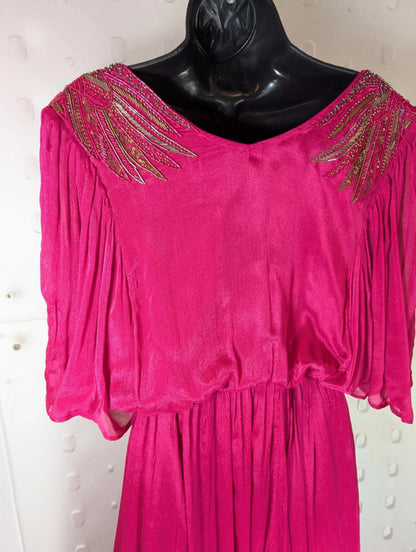 Louizon Astral Fuchsia Occasion Maxi Dress  UK 16 RRP £150
