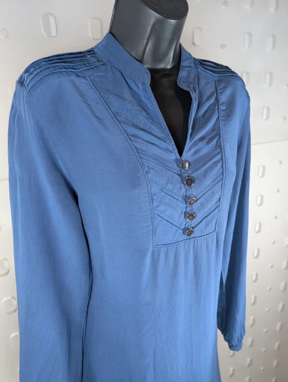 Episode Vintage Silk Shift Dress Blue Long Sleeve UK12