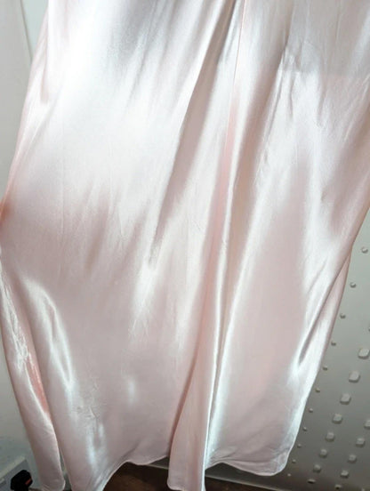 Vintage 90s Bias Cut Rayon Zum Zum Maxi Dress Empire Embroidered Bodice UK 6/8