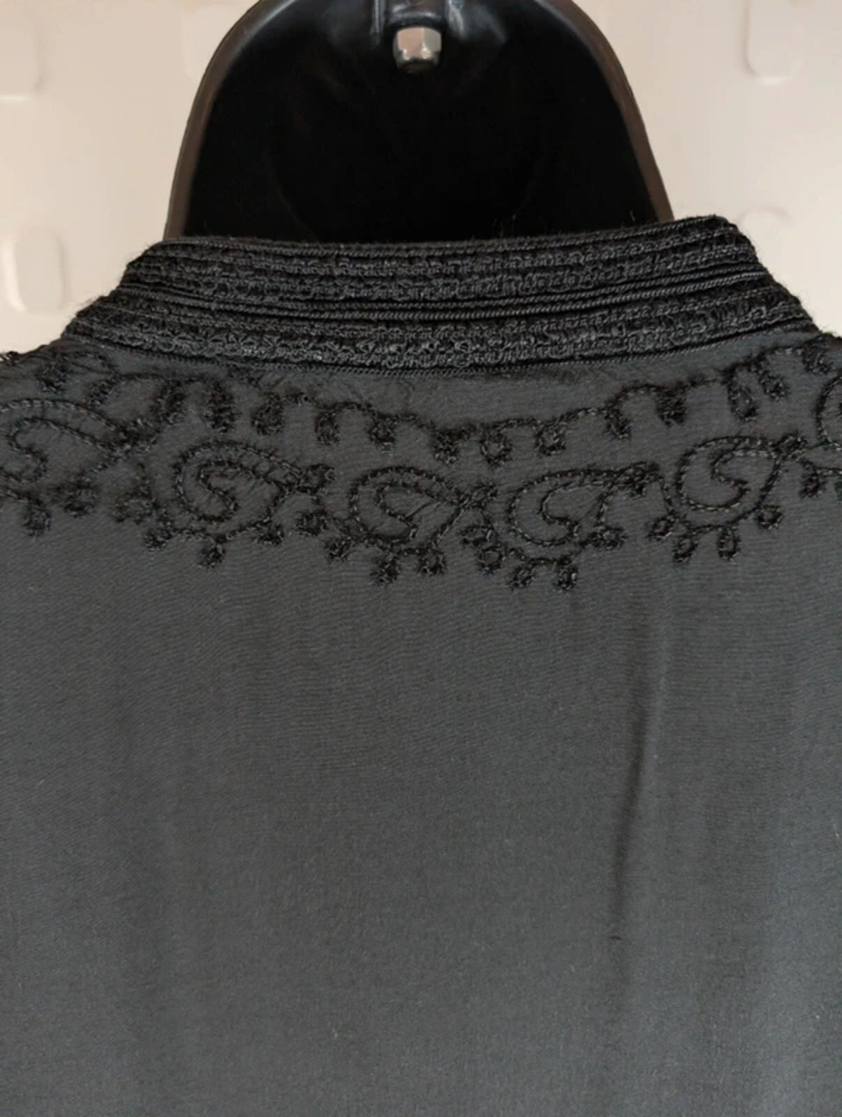 Black Embroidered Boho Viscose Blouse Oversized L/XL Summer