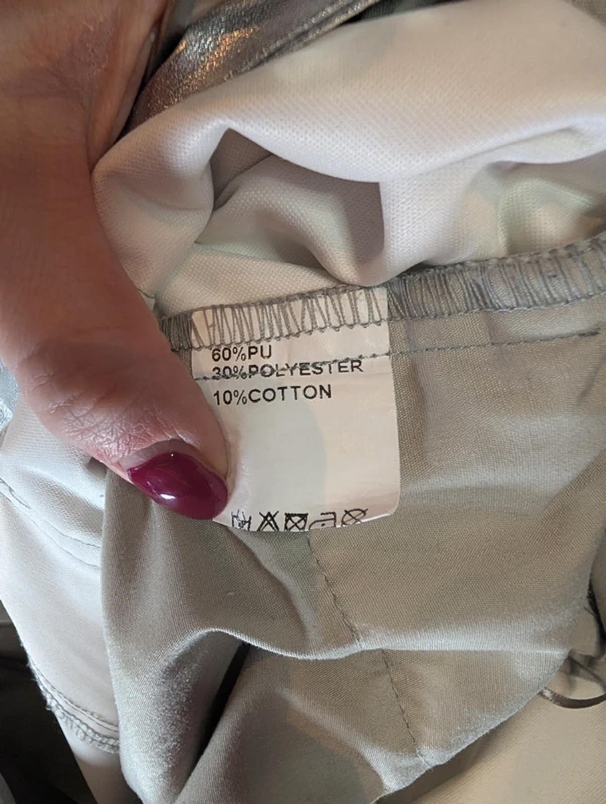 Amylynn Metallic Silver Straight Leg Trousers XS Statement