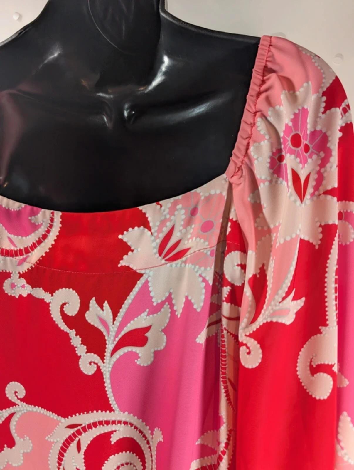 Traffic People 60s Style Mini Dress Pink Red Print Medium