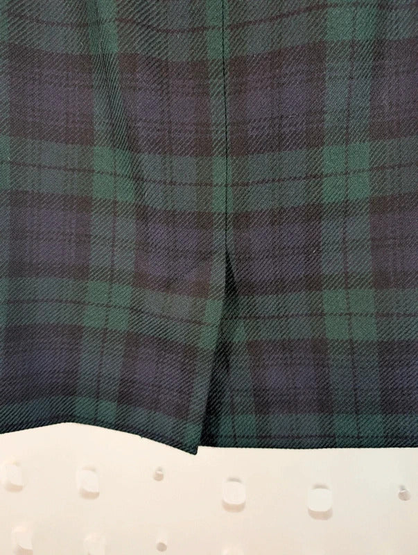 Vintage St Michael Pure New Wool Tartan Pencil Skirt UK8 Made in UK