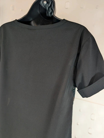 Firetrap Graphic Longline T-Shirt Black UK10 Y2K
