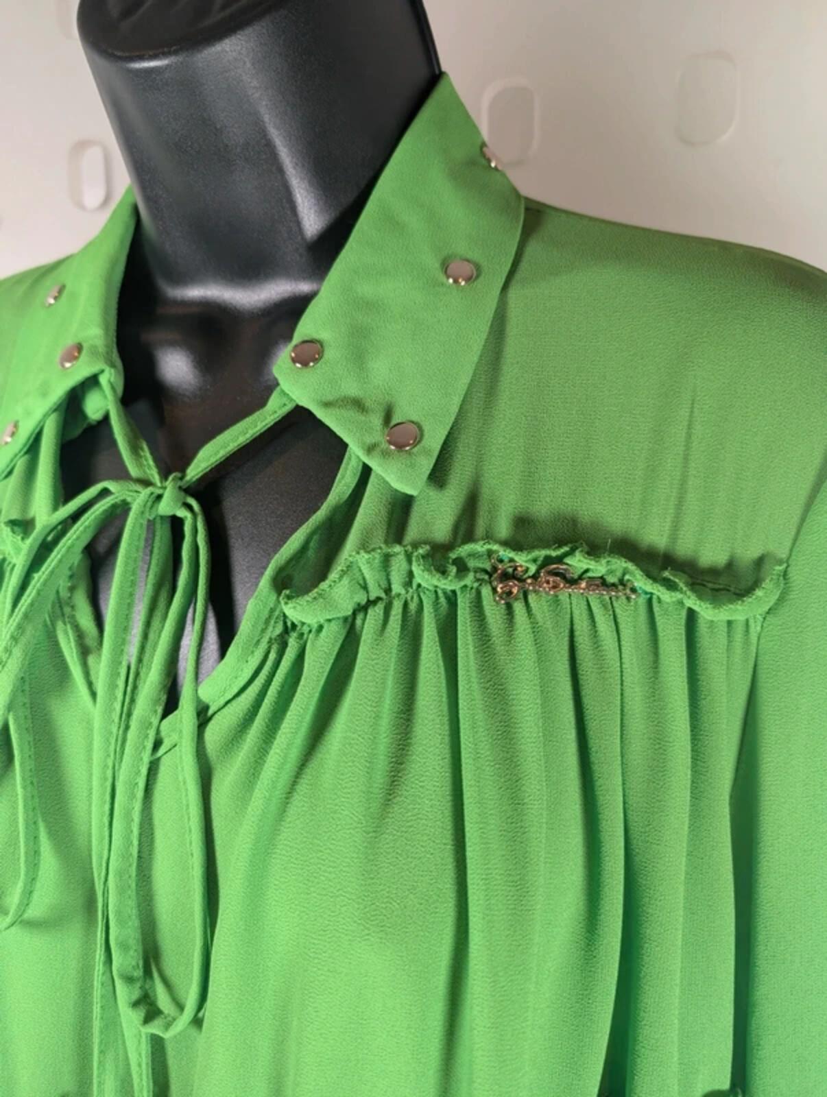 Gil Santucci Layered Blouse Vibrant Green Small