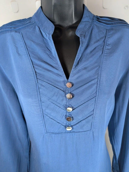 Episode Vintage Silk Shift Dress Blue Long Sleeve UK12