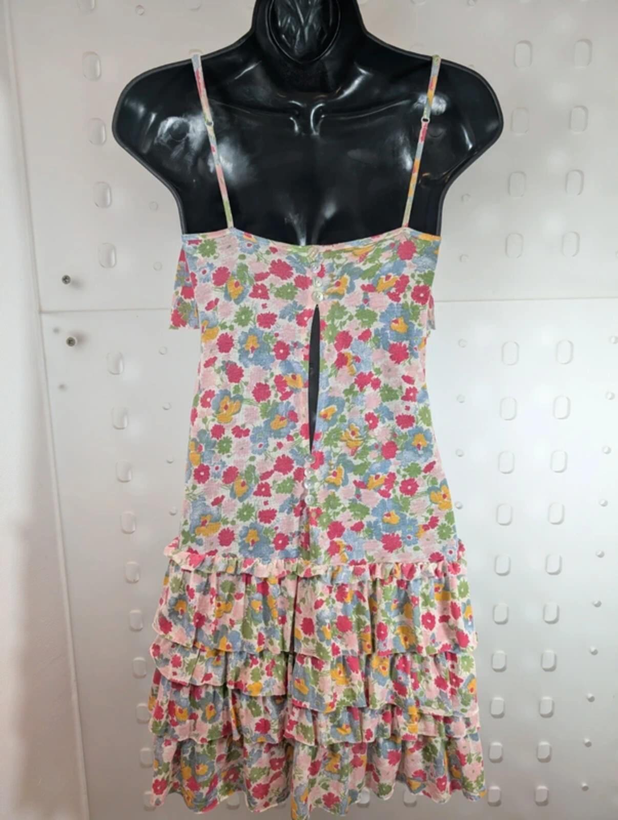 Topshop Y2K Floral Mini Dress Pink Blue UK6
