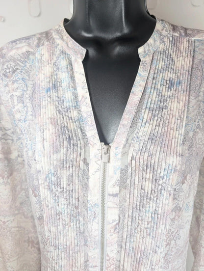 Mint Velvet Longline Pleated Zip Front Blouse UK12