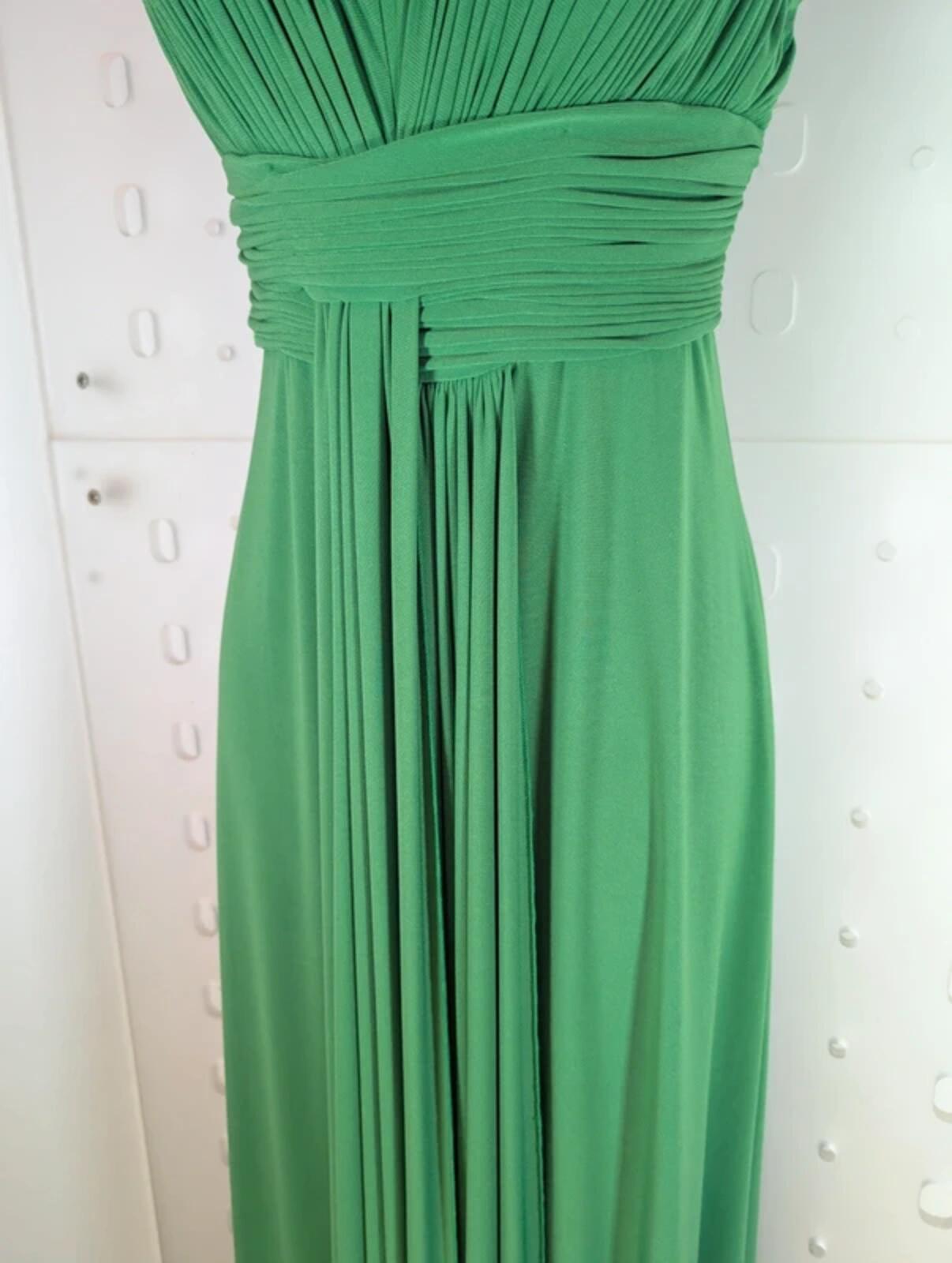 Capture by Hermione Green Evening Dress UK8 Embellished Straps Maxi Occasion