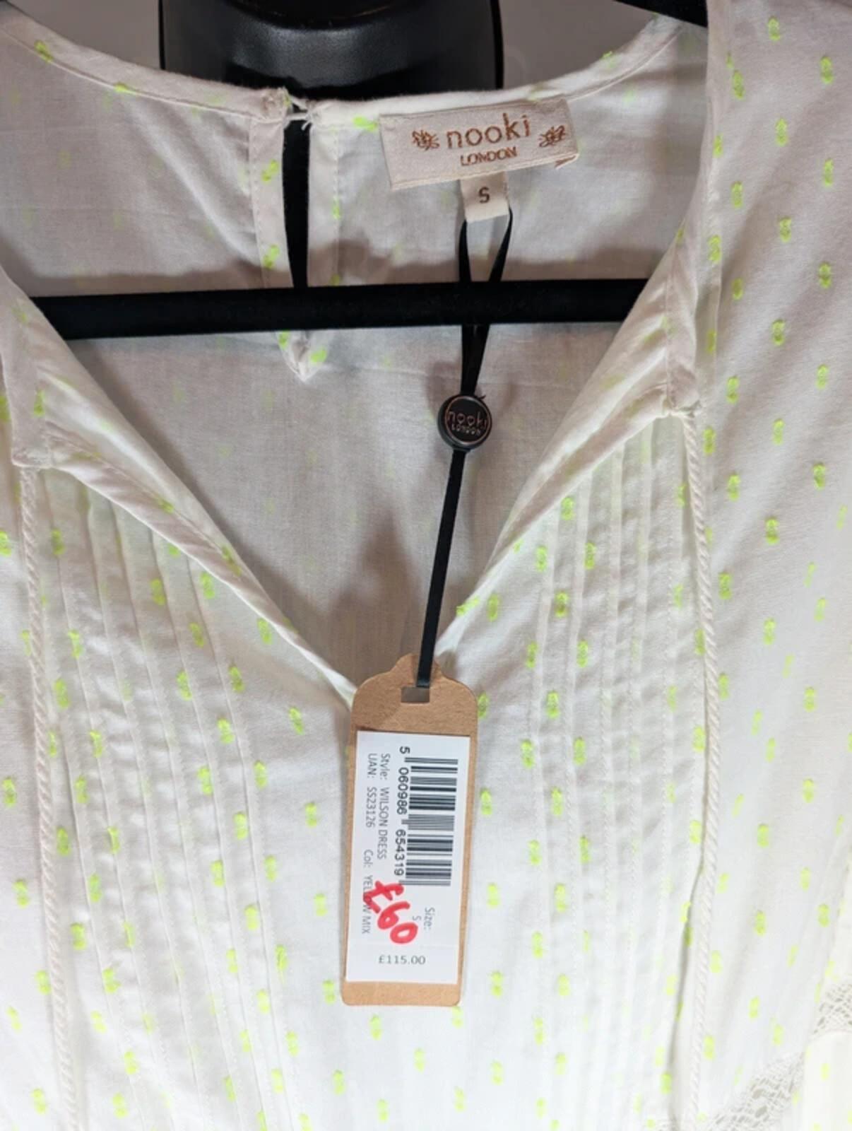 Nooki London Wilson Dress Neon Yellow Size S Cotton Boho