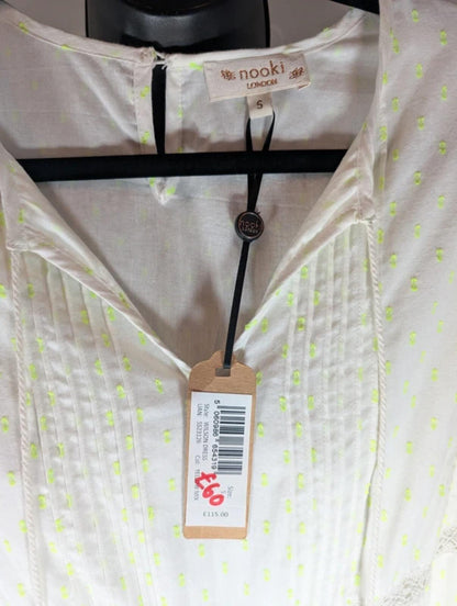 Nooki London Wilson Dress Neon Yellow Size S Cotton Boho