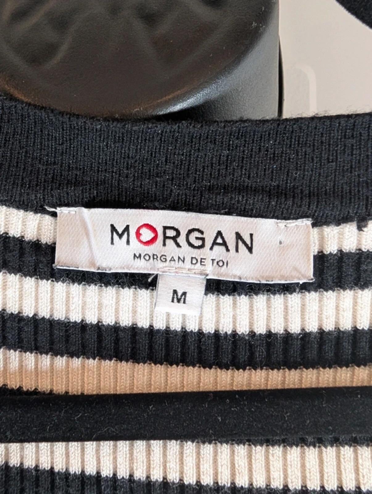 Morgan De Toi Striped Knit Top Skull Buttons Medium