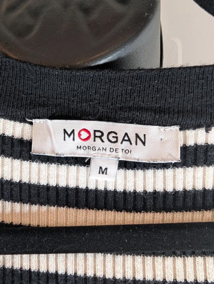 Morgan De Toi Striped Knit Top Skull Buttons Medium