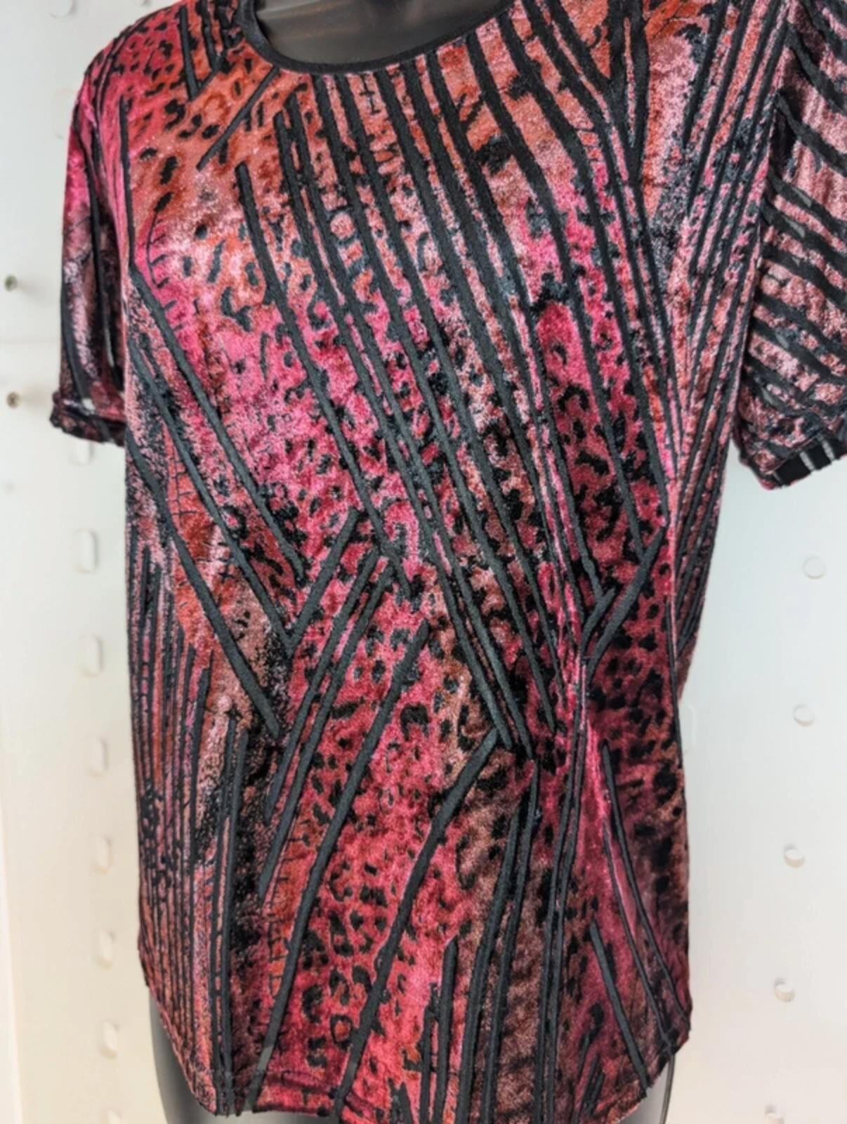 Roman Originals Devoré Burnout Velvet Tee 90s Grunge Sheer Top S/M