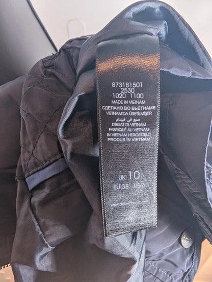 Maine New England Utility Jacket UK10 Navy Belted Quilted Detail Elbow Patch