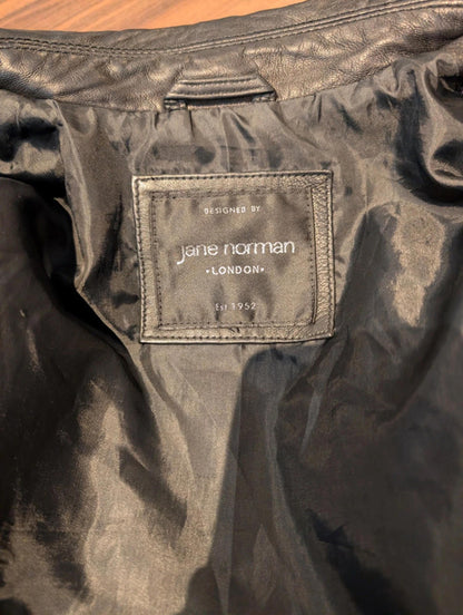 Jane Norman Classic Black Leather Biker Jacket – UK 10