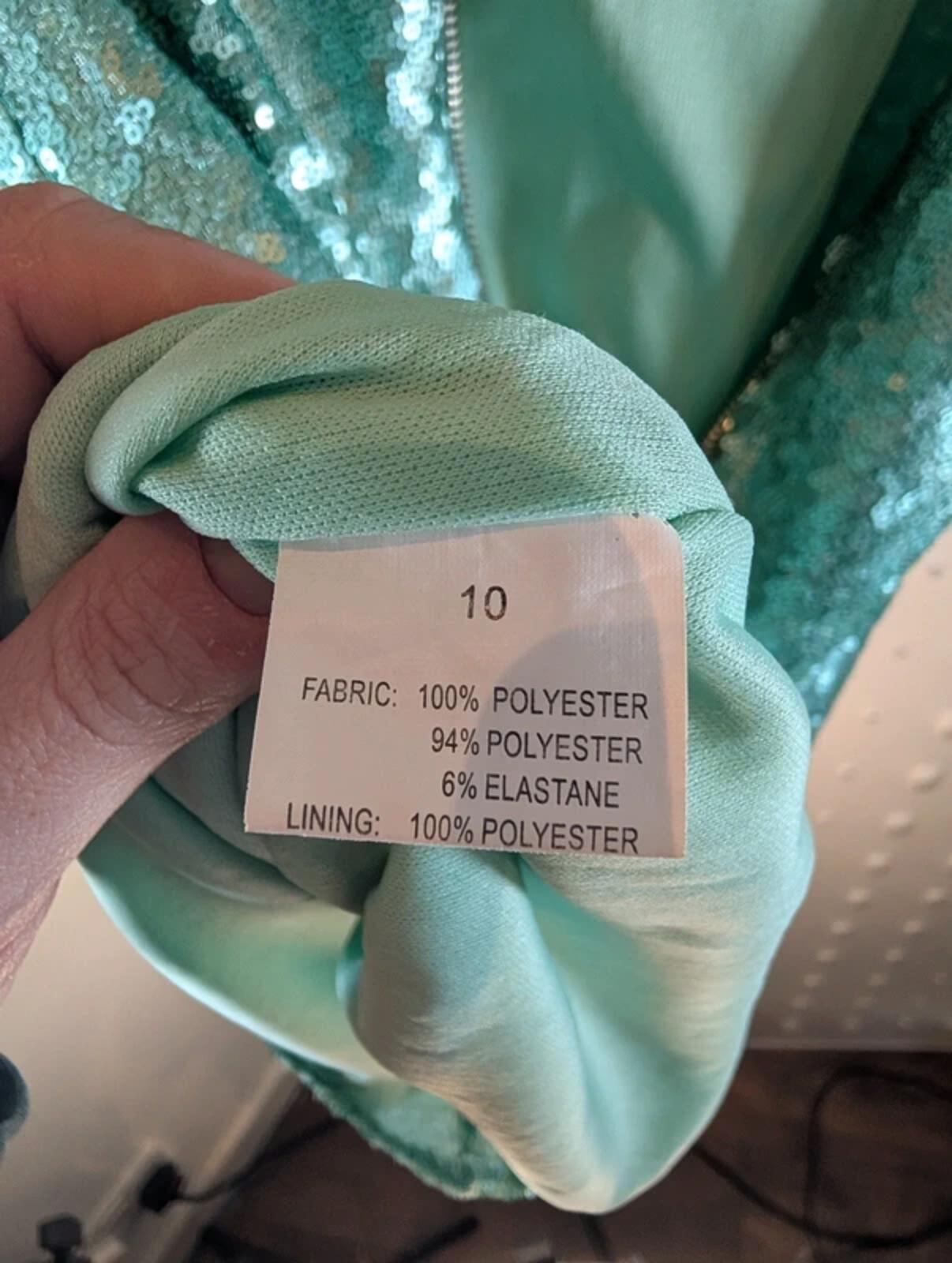 BlinQ Turquoise Sequin Dress UK10 Mermaid Shimmer 3/4 Sleeve Occasion Party