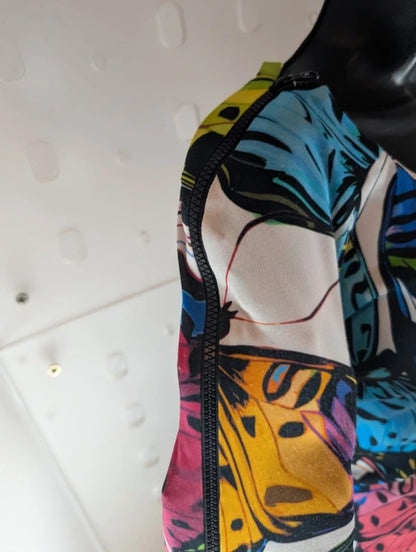 Iceberg Ice Vintage Bodycon Midi Dress Italy Butterfly Print Zip Shoulder UK10 M