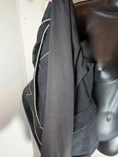 DKNY Tailored Jacket with Contrast Piping Size 2 (UK 10) Charcoal