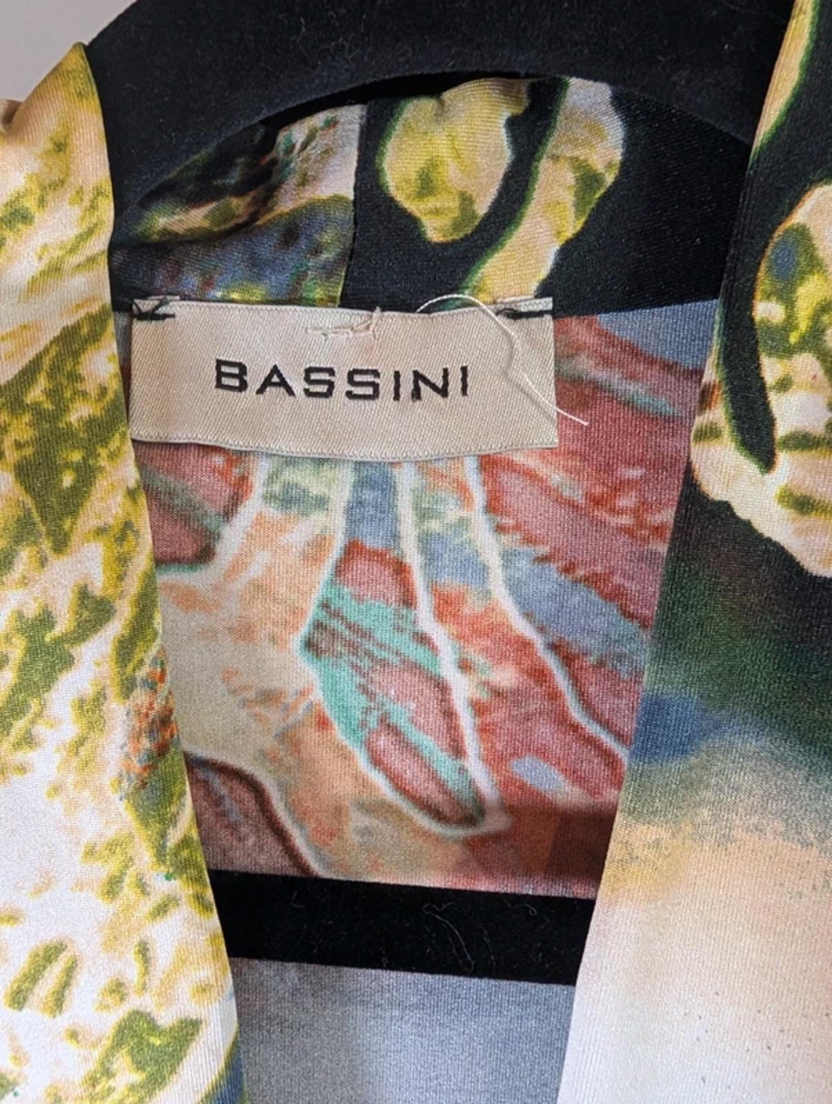 Bassini Kimono Style Printed Top – Size S – Draped Silhouette – Statement Print