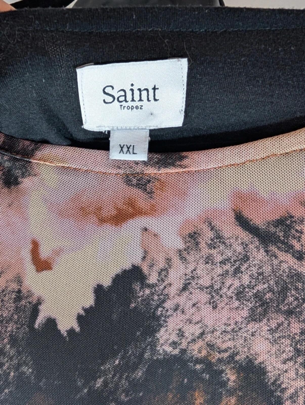 Saint Tropez Cana Mesh Peplum Blouse Print XXL