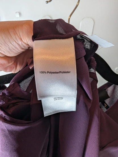 DKNY Aubergine Sheer Trim Blouse UK 8