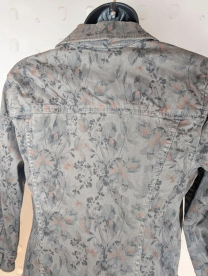 Bonita Floral Denim Jacket Grey Rose Print EU36