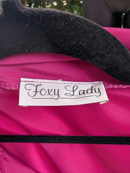 Vintage Foxy Lady Cerise Pink Blouse Made in UK UK14